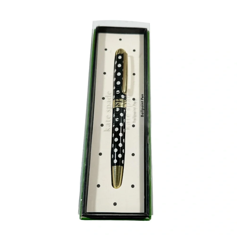 NEW ♠️ Kate Spade ♠️ TO-DO LIST White Polka Dot Ballpoint Pen 🖊️